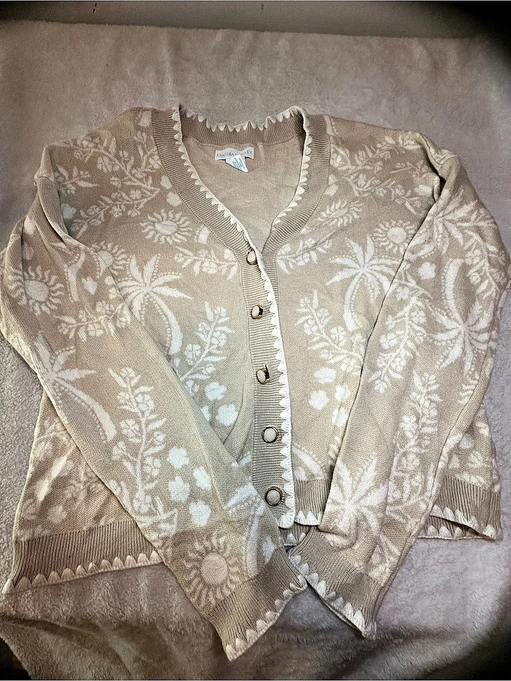 Cynthia Rowley Floral Cotton Cardigan Size Medium Like New